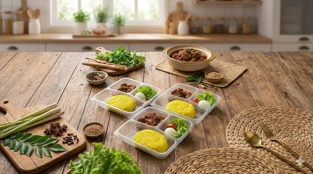 Pulut Kuning Beef Rendang bento