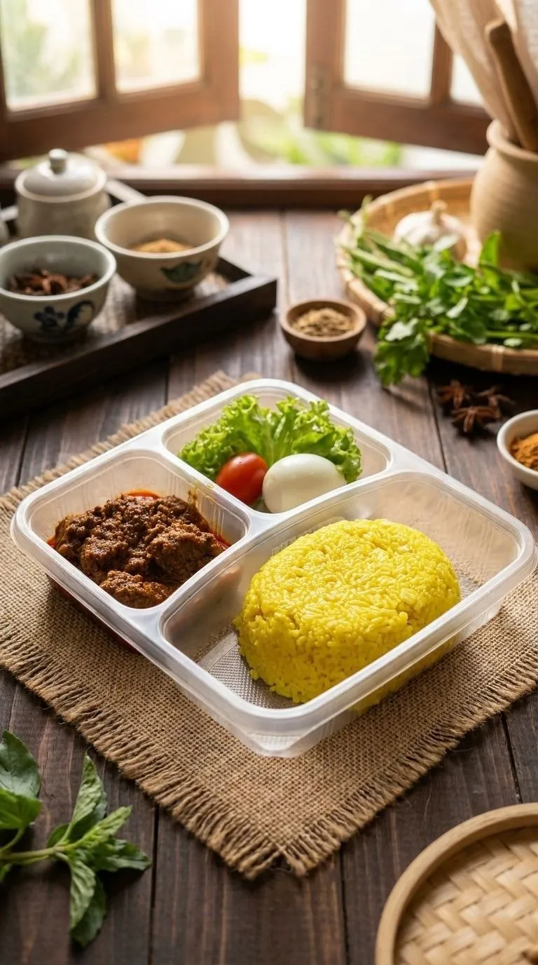 Pulut Kuning Beef Rendang bento